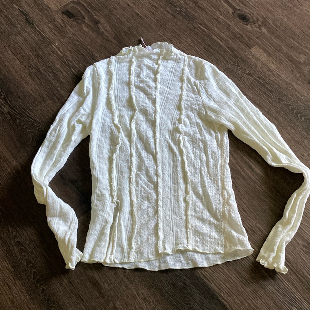Free people ivory lace long sleeve top